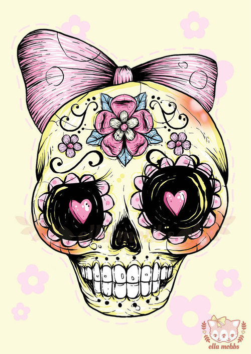 Cute girly skull tattoo drawings