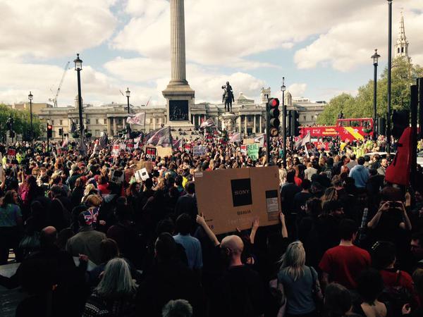 hatfulofhollows:  A protest is currently happening in London which the BBC isn’t