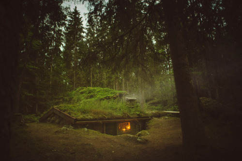 voiceofnature:  In the early 1800s a man named Little Jon lived in this so called earth cabin (swe. ‘backstuga’) located in southern Småland, Sweden. An earthen cabin is built partially buried in the ground, in this case there’s three walls of