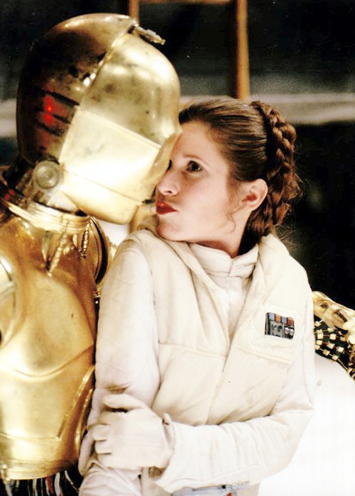 fycarriefisher:  Carrie Fisher and Anthony Daniels as C-3PO on the set of Star Wars: Episode V - The