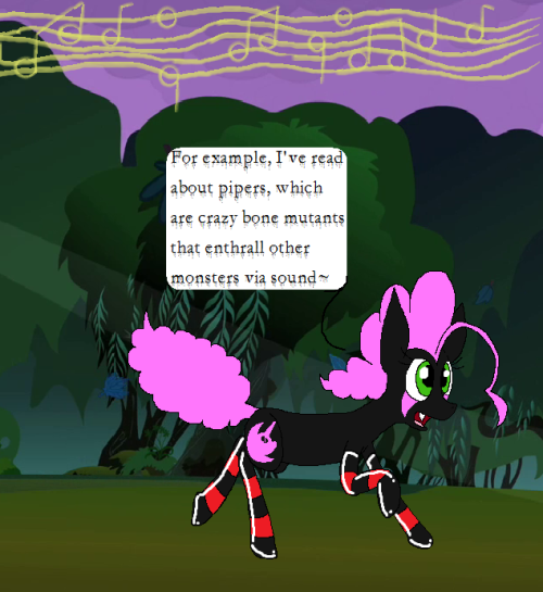 darkfiretaimatsu:  Music is a powerful tool, and the right song can get just about anypony just about anywhere~ I don’t actually know music, so just pretend those notes are legitimate and not some nonsense scribbles my mod made up. In fact, you should