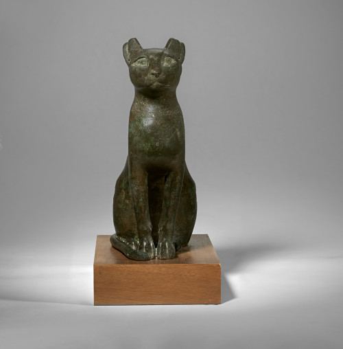 An Egyptian bronze cat, Ptolemaic period, c. 332-30 B.C. 14¾ in (37.4 cm) high.Courtesy of Christie’