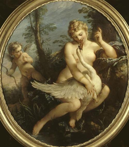 justineportraits:Charles joseph Natoire       Leda et le Cygne    &nbs