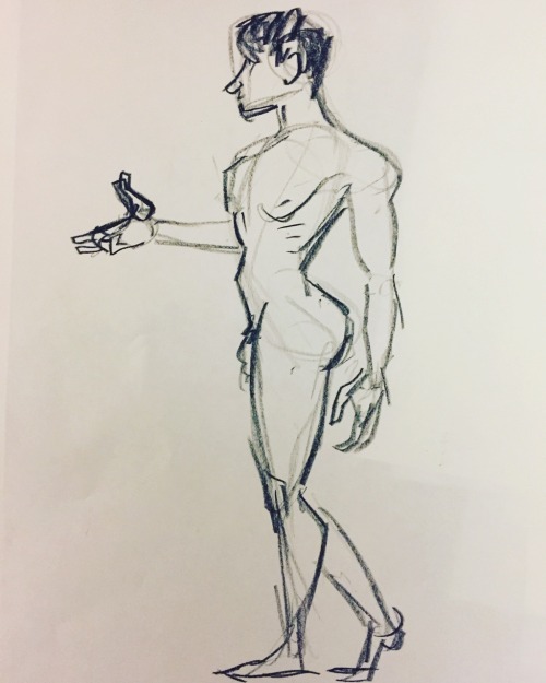 Lunchtime figure drawing at work. 3 minute pose with a dull China marker