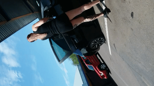 candidvoyeurguy:  Sexy tattoos on ass with see through booty shorts 