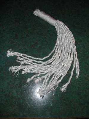 homeforhomelesssubs:  dare-master:  Build Your Own Rope Flogger Materials Ten feet of ½ or 3/8 inch laid (twisted) nylon rope are used to make this flogger.  Approximately 6 feet of a small-diameter rope or string are used to make the handle. 