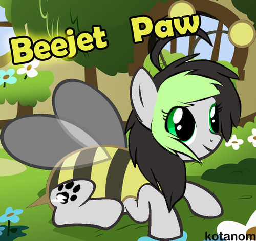miss-jessiie:  sprite-ponies:  THIS WAS A THING Haha omg xD that adorable  BEE JETPAW