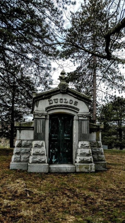 swforester:The stone tomb of Duclos. Cedar Hill Cemetery 4 5 17
