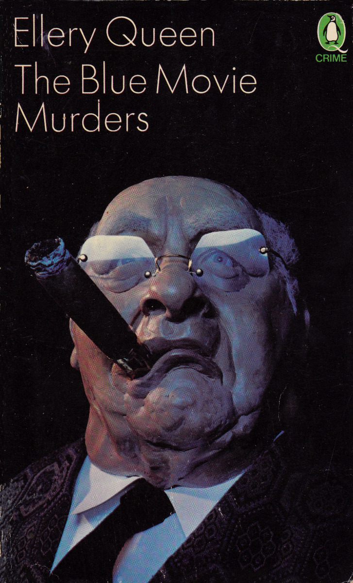 The Blue Movie Murders, by Ellery Queen (Penguin, 1975). Cover design by Peter Fluck.From