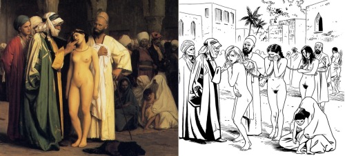 thegorean:  “Slave market” by Jean-Léon Gérôme (1866) and a modern interpretation.