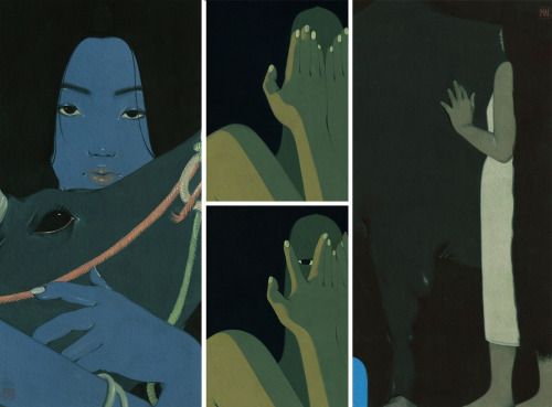 itscolossal:Plants, Hair, and Shadows Obscure Women in Introspective Gouache Paintings