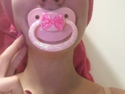 daddyslilpastelprincess:  new binky from @littlebabybigplaypen just came in the mail!! I love it! Perfect size &amp; super cute 😊🍼🎀 