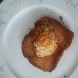 First attempt at making an egg in a basket.