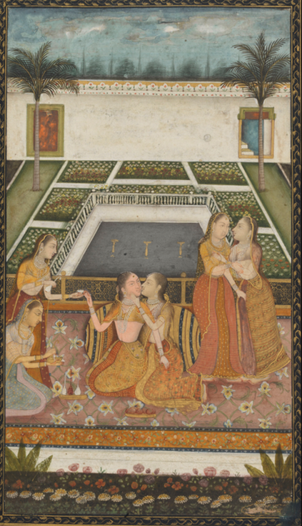 powerfaliure:niramish:A painting of ladies in a garden - mid 18th century - Christies. oh to be
