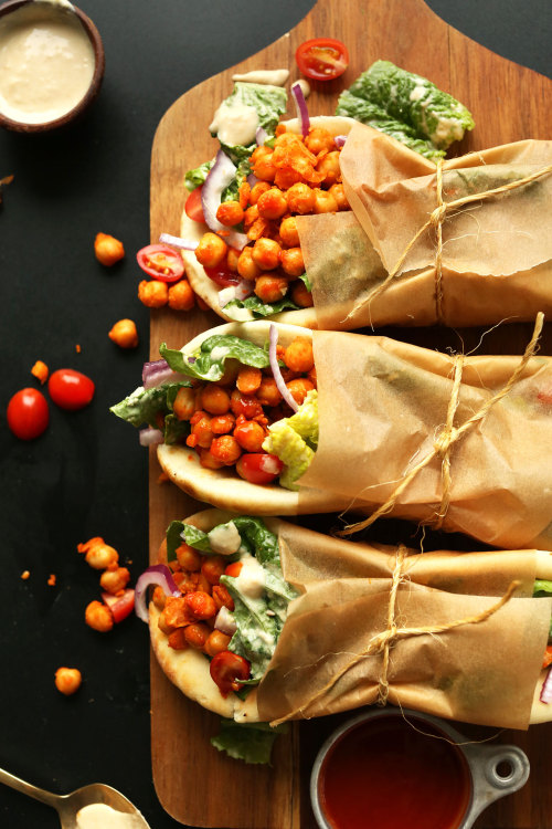 vegan-yums:  Spicy buffalo chickpea wraps / Recipe  