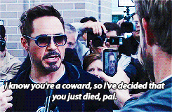 abookishfiend:  Blonde Girl: Tony! Remember me? Tony Stark: [walking by] Sure don’t. 