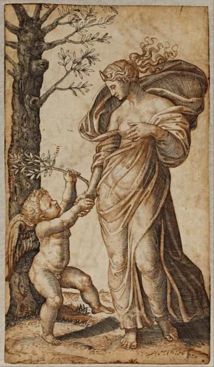 hildegardavon: koredzas Marcantonio Raimondi, ca.1480-1534 Reconciliation of Minerva and Cupid, n/d,