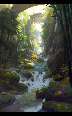 awesomedigitalart:  Bamboo Brook by dawnpu