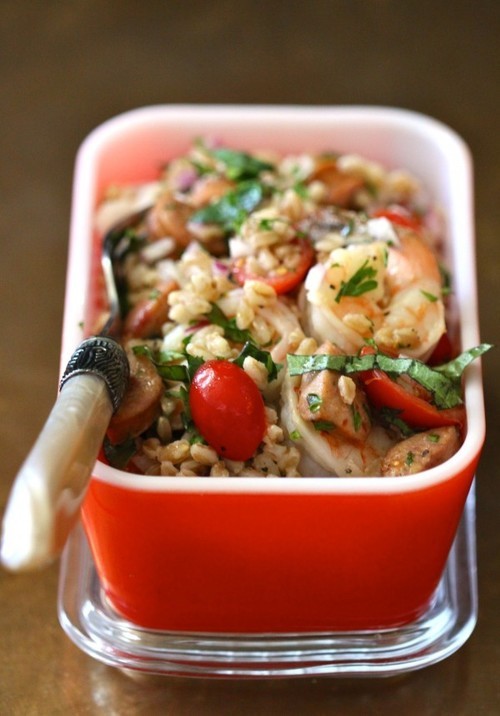 hardcore-food:  Farro with Chicken Andouille…Click here for more food inspiration!.