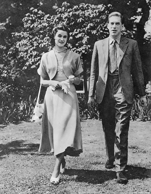 The Earl of Harewood and his fiancée Marion Stein (later Countess of Harewood), St James’s Palace, 1