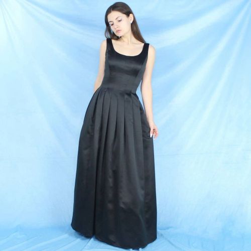 The PERFECT minimalist Goth Prom gown Vintage Y2k A.b.s. Evening Collection black satin ballgown on 