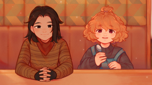  Out to eat with the neighbors . This is another of the early game CGs and it’s super cute. Ou