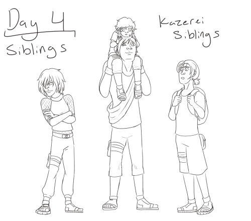 DAY 4: SIBLINGS! i ran out of time to color oops. i’ll do that another daythe kazerei siblings! sayu
