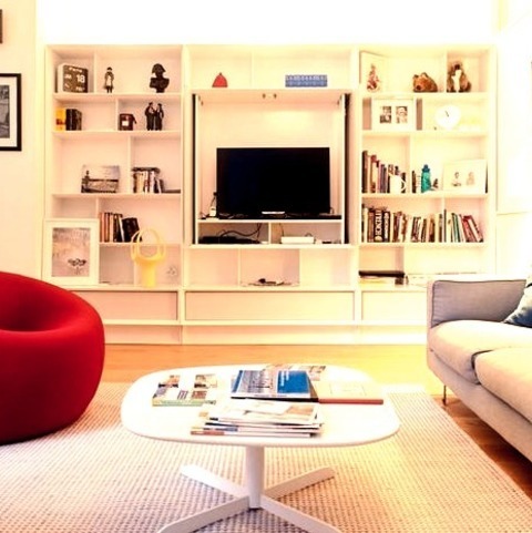 Library - Family RoomExample Of A Trendy Enclosed Medium Tone Wood Floor And Brown Floor Family Room
