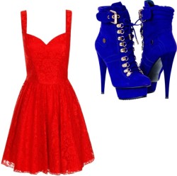 nice red dress, thechiarafashionteam tarafından lace up platform booties ile yaratıldı
Chi Chi cocktail party dress, €71 / Paolo Shoes lace up platform booties, €250