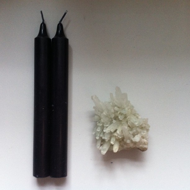 pales:  black opium candles and quartz from the christmas market