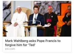 neilnevins:  There’s been so many Onion and Clickhole articles about the pope that I thought this was one of them for a while but it’s real   For real marky mark is a kind of a racist pos.