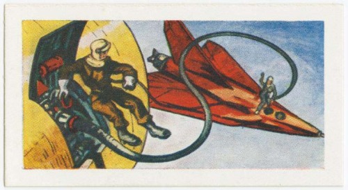 Arents Cigarette cards Into Space, including Laika, the Sputnik dog, 1957-58. USA. Via NYPL