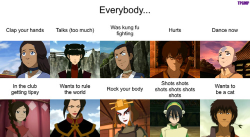 royaltealovingkookiness: poeticmoonspirit: purpleplatypusbear21: Tag yourself.  I’m Aang.