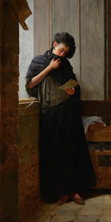 Almeida Júnior — Saudade, 1899.  Painting: oil on canvas, 197 x 101 cm. Pinacoteca