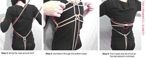 Shibari Tutorial: Lover’s Harness Video on how to tie the Coin Knot here ♥ Always practice cau