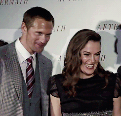 skarsgardaddict:Alexander Skarsgård and Keira Knightley at The Aftermath world premiere in London (F