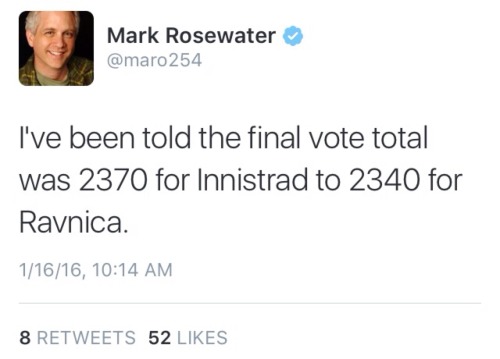 derdoktorsschnabel: flavoracle: Wow, so apparently Innistrad beat Ravnica by only 30 votes in the fi