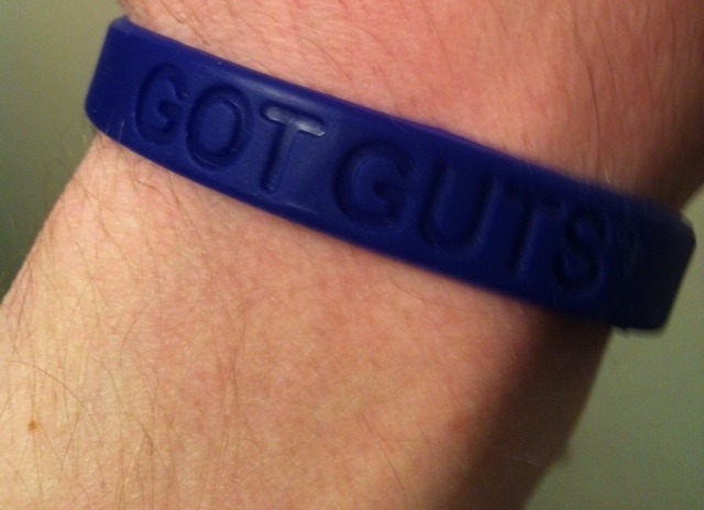 Rocking my Got Guts bracelet for Chrons Colitis Awareness