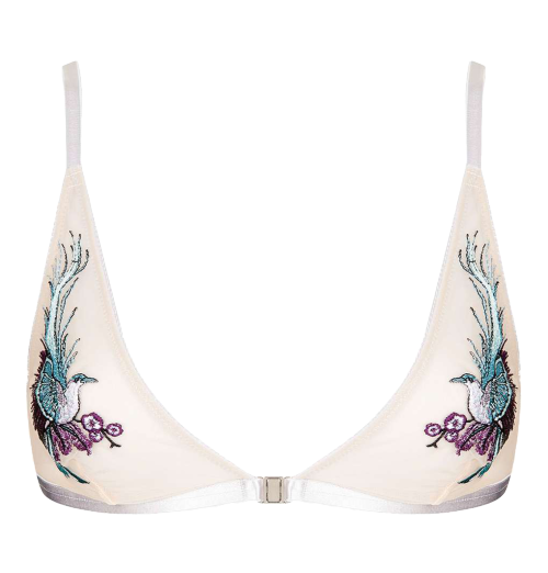 Toyshop Bird Embroidered Underwire Bra and Bird Embroidered Triangle Bra