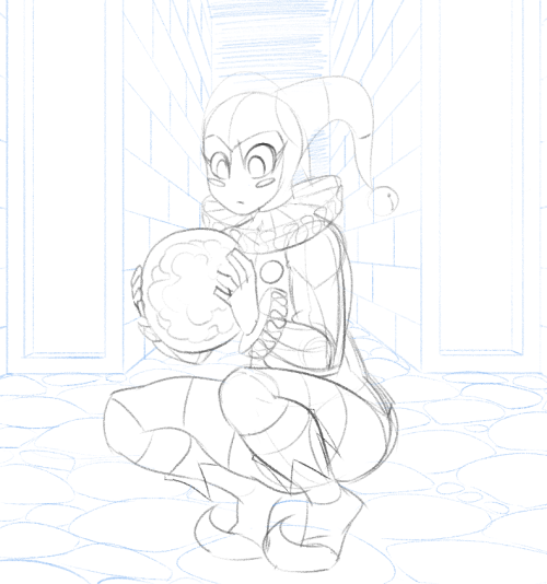 naughtyjester:  Above: Lighting study.Below: I was gonna finish this as a way of studying ModeSeven’s artistic technique… but then I realized “how is tracing the pose and making completely different colors going to help me learn from someone else’s