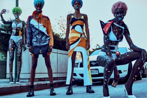 fromobscuretodemure:Aamito Lagum, Achok Majak, Amilna Estevão, Angok Mayenk, Barbra-Lee Grant, Francine James, Herieth Paul, Tami Williams, Tricia Akello, Tsheca White and Ysaunny Brito by Steven Klein for Vogue Italia November 2016. Fashion editor: