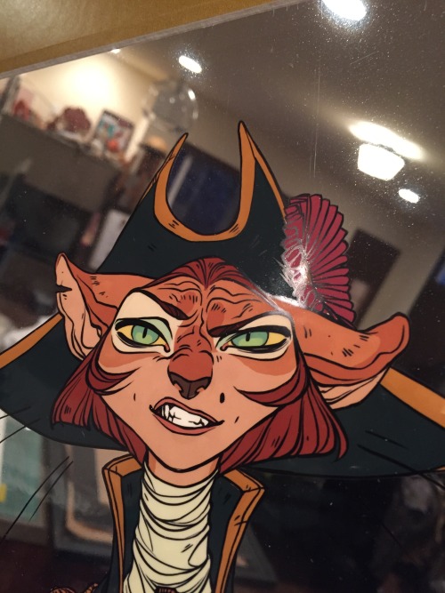 shoomlah: My finished hand-painted animation cel (and digital mockup) for the Ron & John Disney show over at @gallerynucleus – Captain Amelia from Treasure Planet!  There you go, pure poetry. 😼