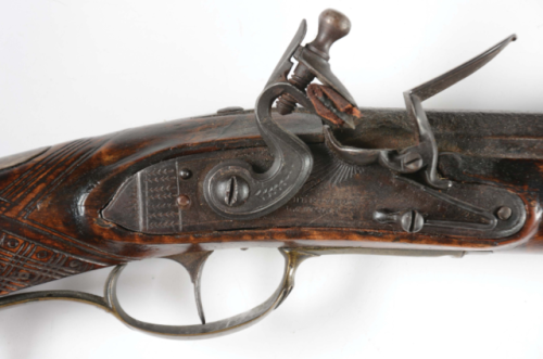 Flintlock long rifle crafted by Melchior Fordney of Lancaster, Pennsylvania, early 19th century.from