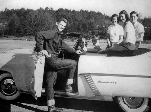 High school kids going for a cruise in a 1952 Mercury Monterey Convertible / Georgia, 1954.