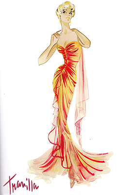 chloezhao:William Travilla’s original costume design sketches for Marilyn Monroe– in Gentlemen Prefe