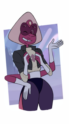 artifiziell:  Couple of rough mobile drawings done while I was away  - Maximum Capacity clothes Sardonyx  - Amethyst x Padparadscha fusion, Pink Tanzanite. She means well but ends up messing up most of the time or accidentally breaking important stuff