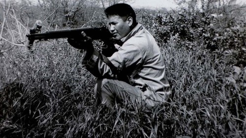 A posed photo of Chester Nez, one of the original 29 Navajo code talkers, during WW2.Chester Nez ser