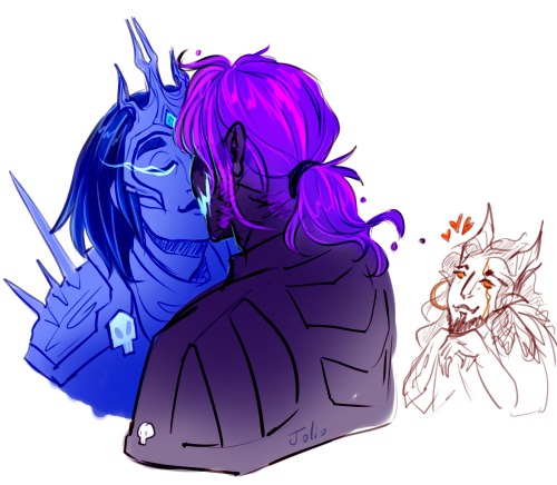 The Lich Princess givin’ Shadowreaper a kiss. Emperor can have one too :3