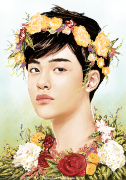 bluuplanet:  sobs quietly I’m finally done;;;;manda has been working on the most incredible flower crown portrait of tao recently and I just couldn’t resist painting kyungsoo as well(although nowhere near as beautiful ; ; ) laughs dryly at my