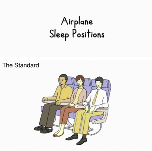  Posiciones para dormir en un avión by Demetri Martin 